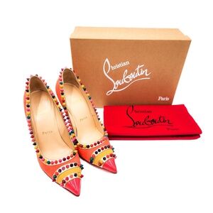 Christian Louboutin Malabar Hill 100 Suede Spiked Pumps Heels EU 37.5